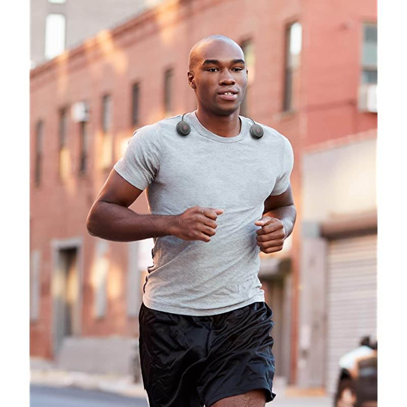 Magnetic Wearable Bluetooth Speakers (Black) for Running, Bicycling, Hiking, with Microphone