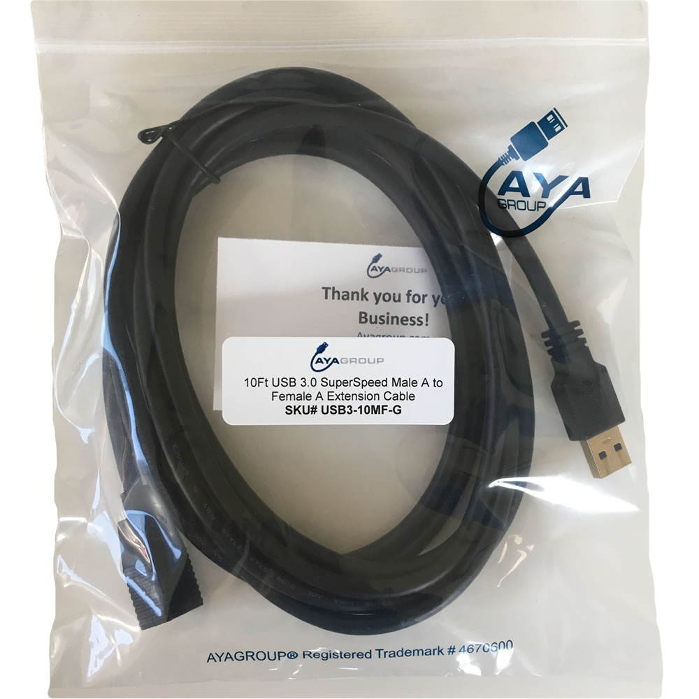 AYA 10Ft. (10 Feet) USB 3.0 SuperSpeed Male A to Female A Extension Cable