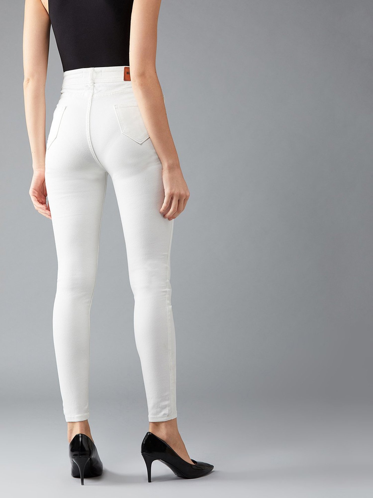 DOLCE CRUDO White Denim Skinny Fit High Rise Jeans