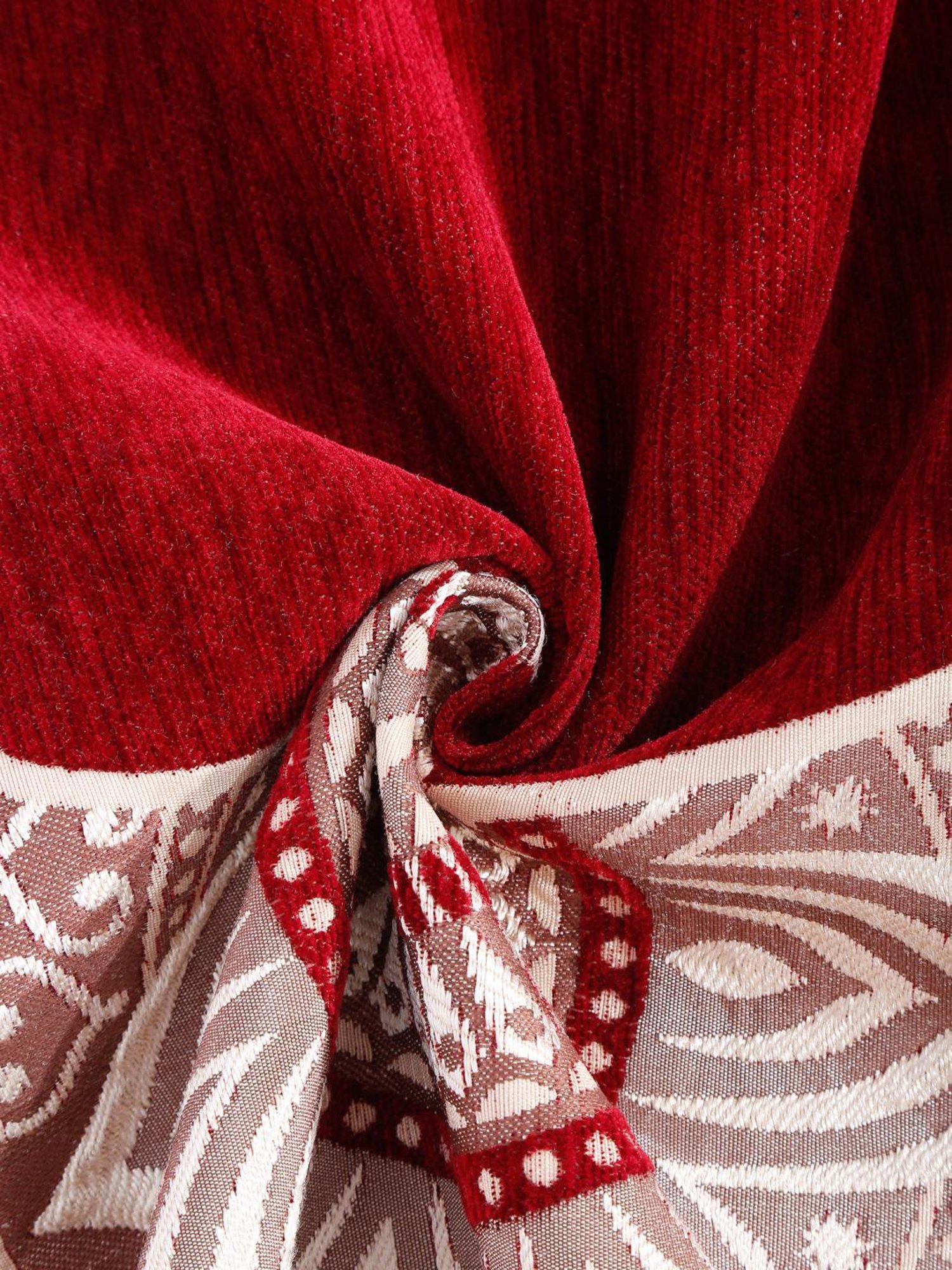 HOSTA HOMES Woven Maroon & White 3 Seater With Arm Rest Sofa Covers