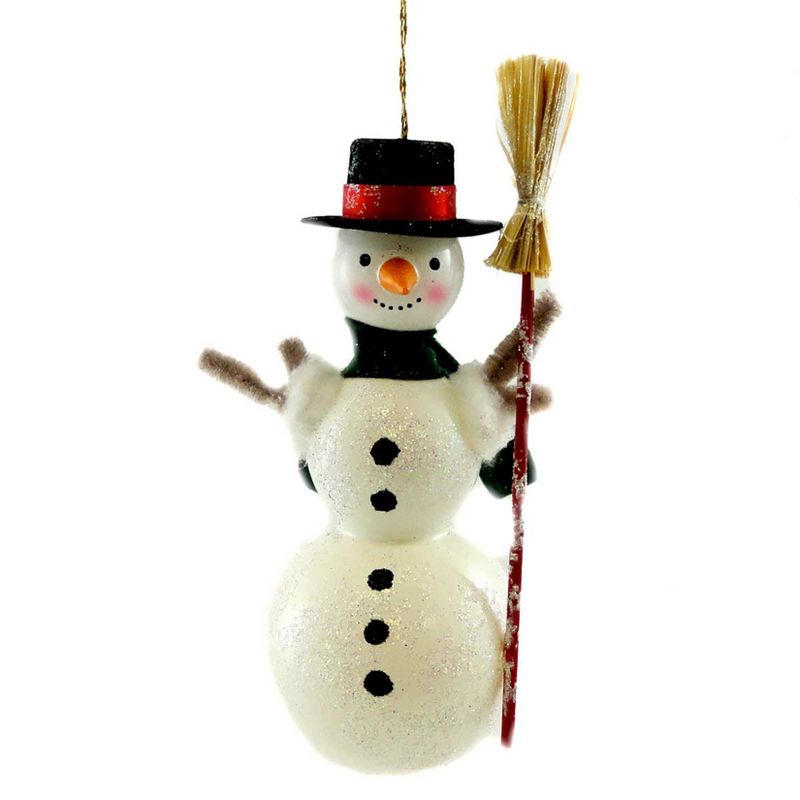 Italian Ornaments 6.25" Snowman With Broom Ornament Snowman Broom  -  Tree Ornaments