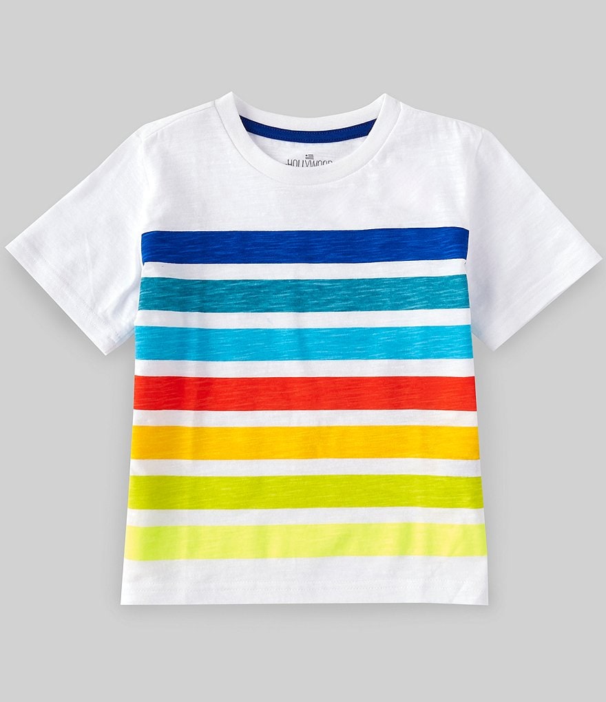 Hollywood Little Boys 4-7 Short-Sleeve Rainbow Stripe Tee