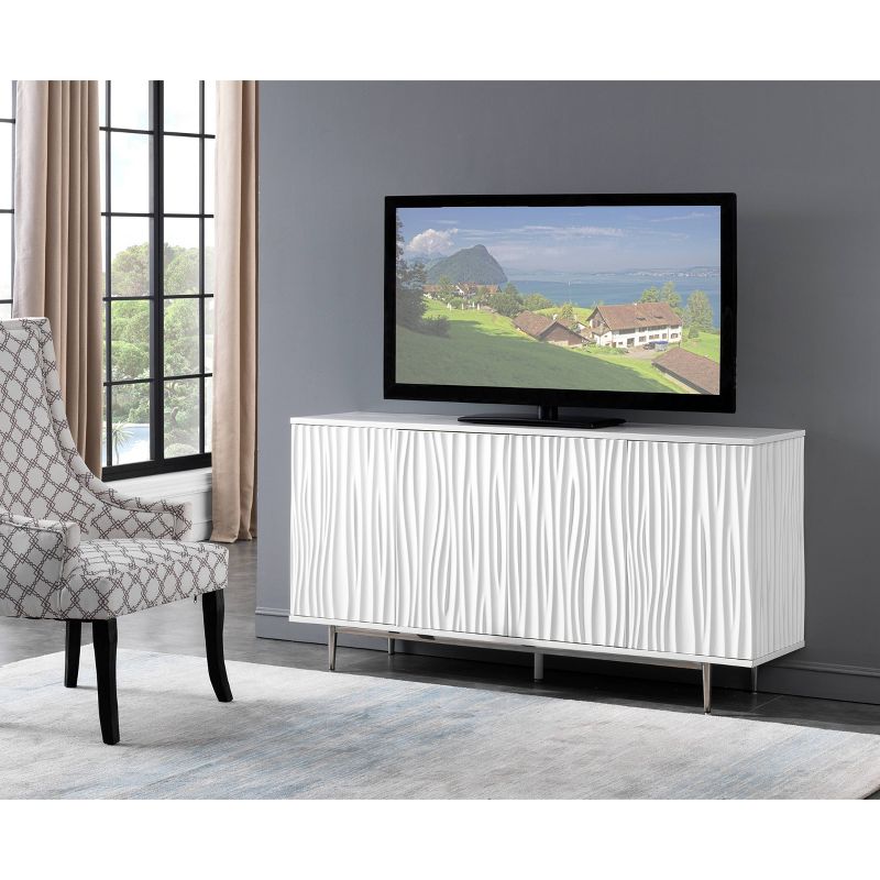 Chaska Classic Contemporary 4 Door Media Credenza White - Treasure Trove Accents