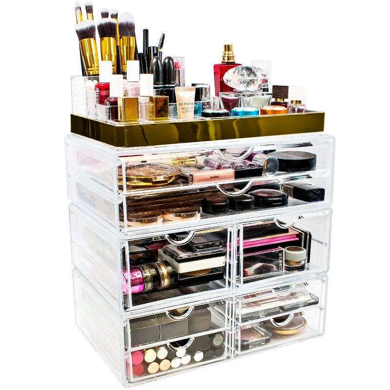 Sorbus Makeup Storage Organizer - X-Large - Set 2 -  Silver