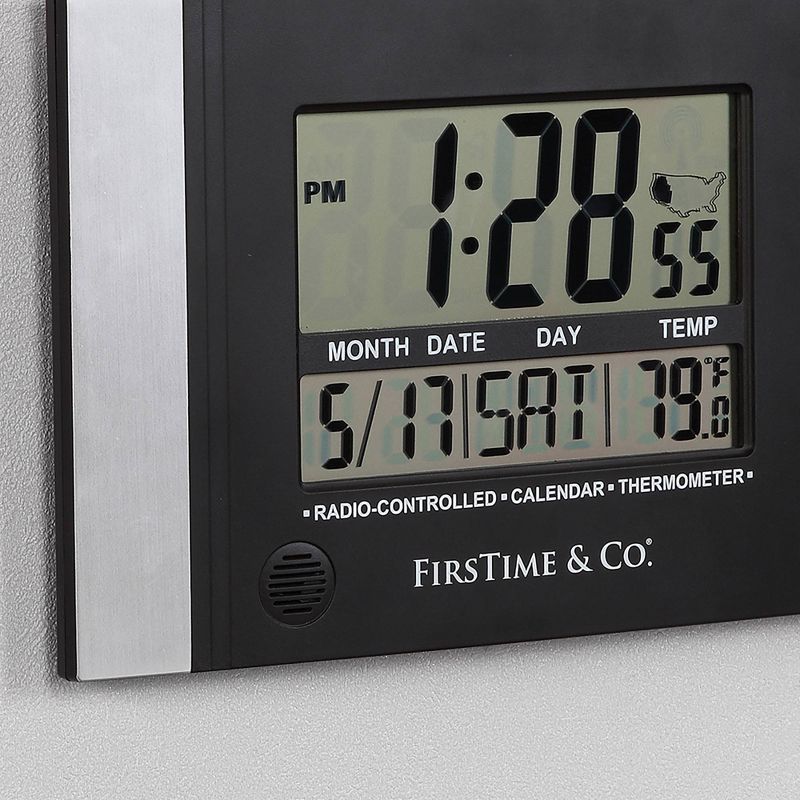 11.5" x 7.5" Executive Digital Clock Black/Gray - FirsTime