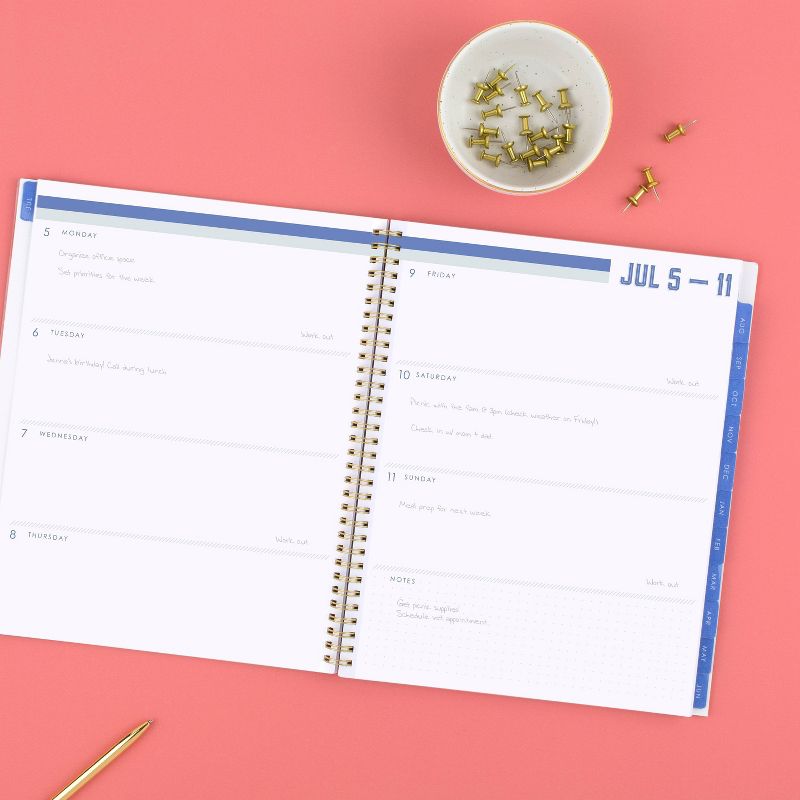 2021-22 Academic Planner 8.5" x 11" Weekly/Monthly Clear Pocket Cover Pink Mum - Katie Kime for Cambridge