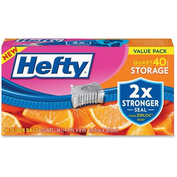 Pactiv Corporation Hefty Slider Storage Bags 1Qt 40/BX Clear R81240
