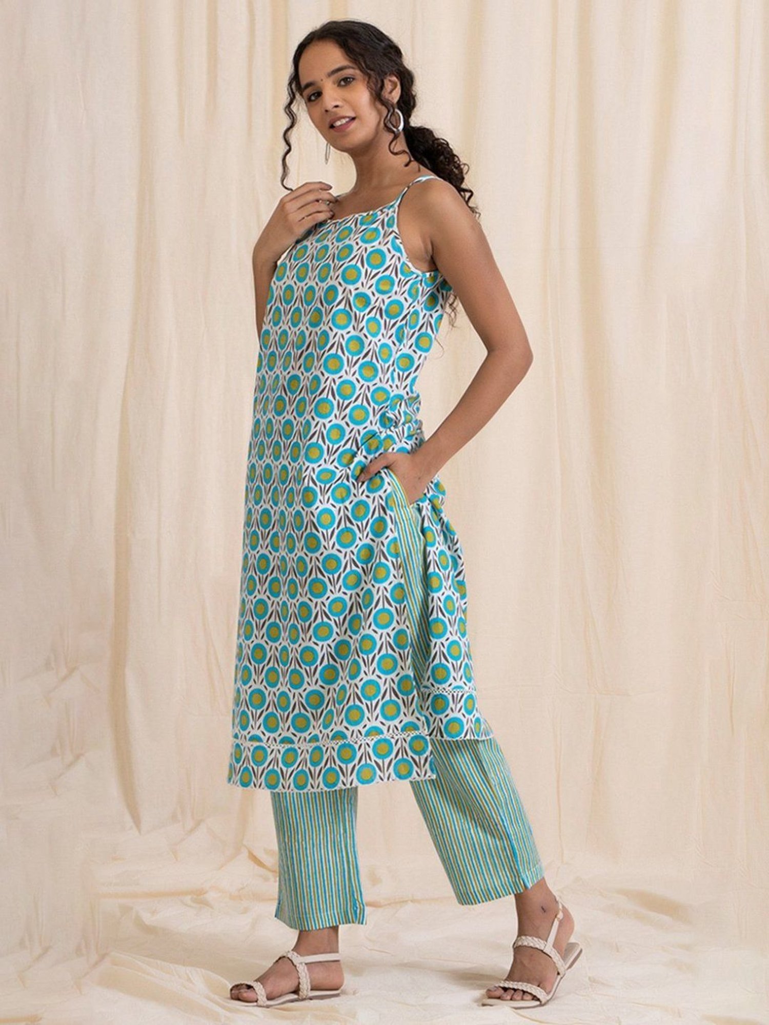 Akiso Aloha Blue Green Easy Peasy Kurta