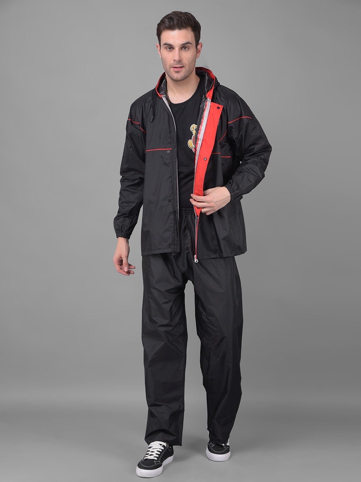 Wildcraft Red & Maroon Regular Fit Colour Block Rainwear Jacket