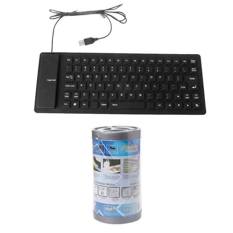 Flexible Keyboard for Computer 85 Keys Foldable USB Wired Silicone Water-resistant Washable Keyboards