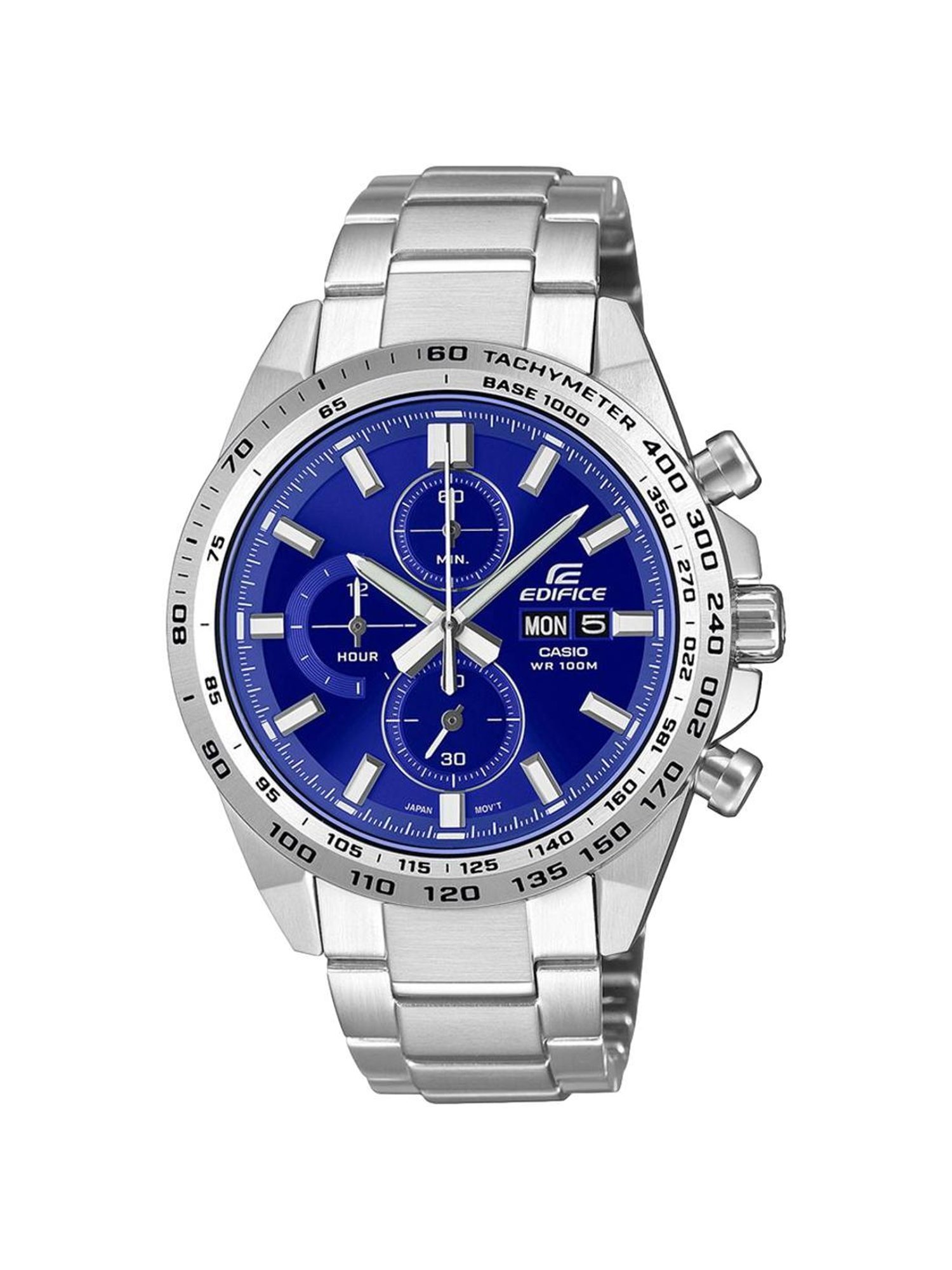 Casio EDifice EFR-574D-2AVUDF Blue Analog Dial Silver Stainless Steel Band Men's Watch ED594