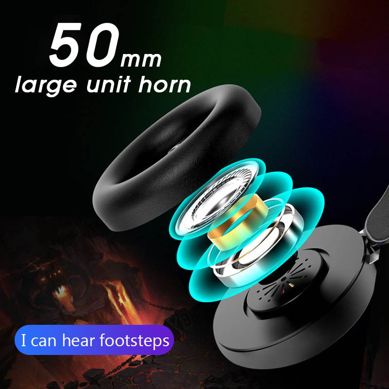 Gaming Headset Earphone Wired Gamer Headphone 7.1 Surround Stereo Sound Headsets with Mic LED light for PC Gamer (USB Plug)