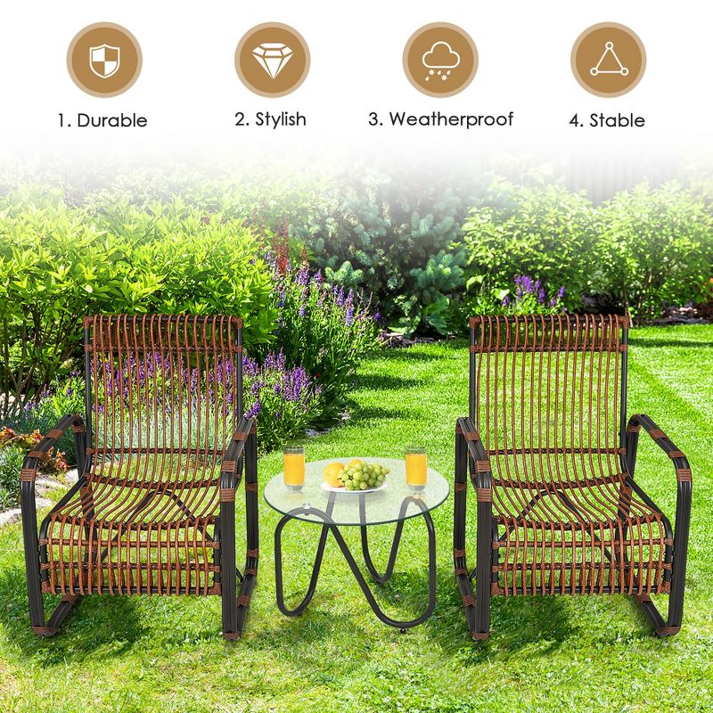 3pc Steel Bistro Set Gray - Nuu Garden