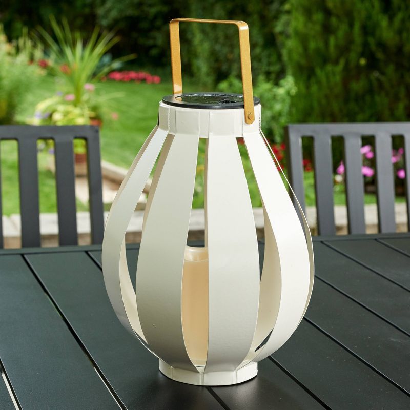 8" LED Solar Portable Outdoor Lantern with Flame - Techko Kobot