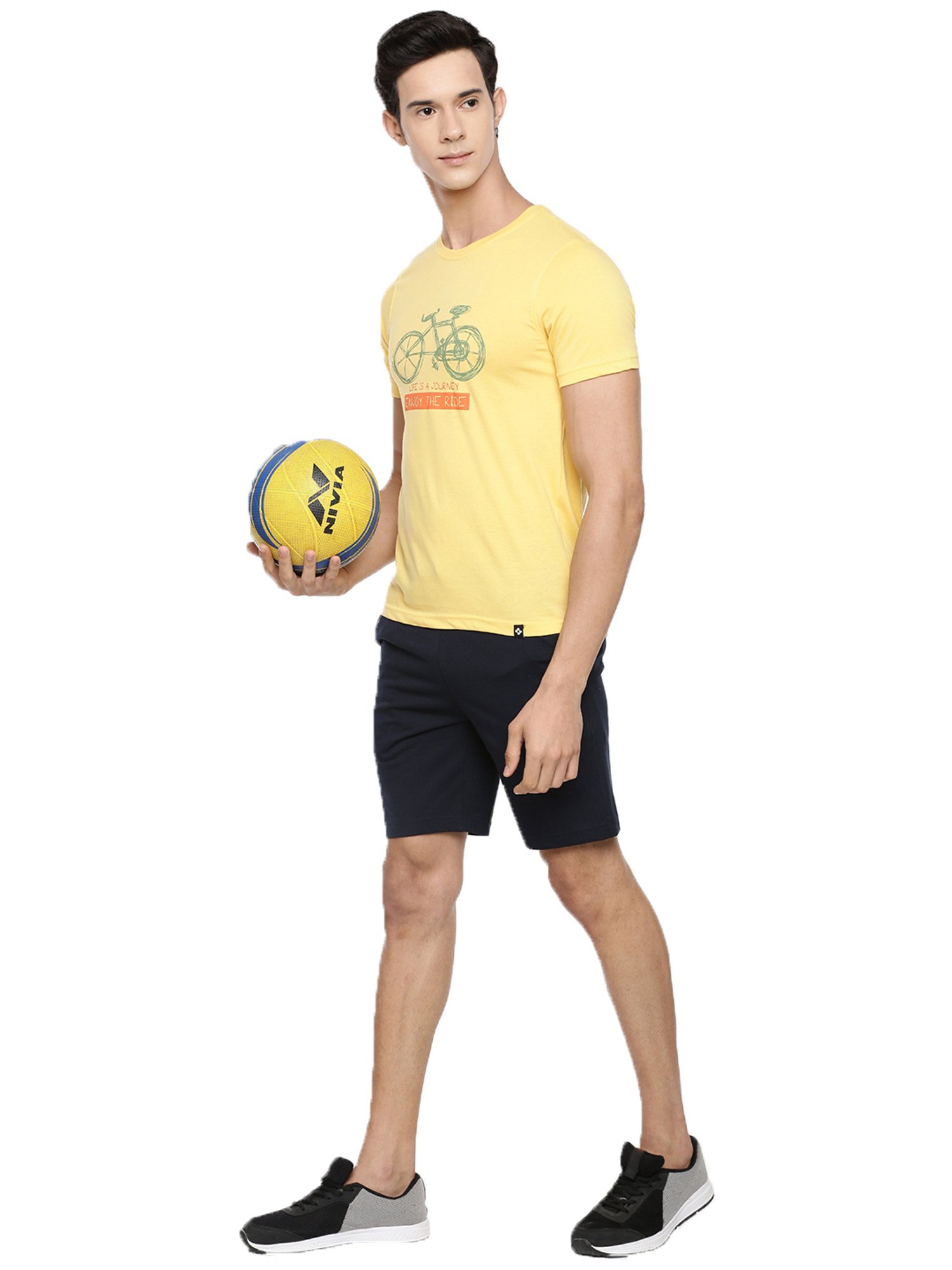 Dollar Navy Cotton Regular Fit Colour Block Shorts