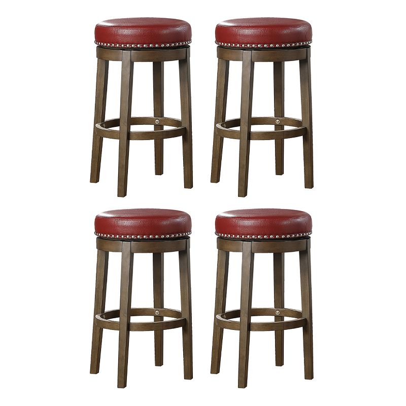 Lexicon Whitby 30.5 Inch Pub Height Round Swivel Seat Bar Stool, Red (4 Pack)