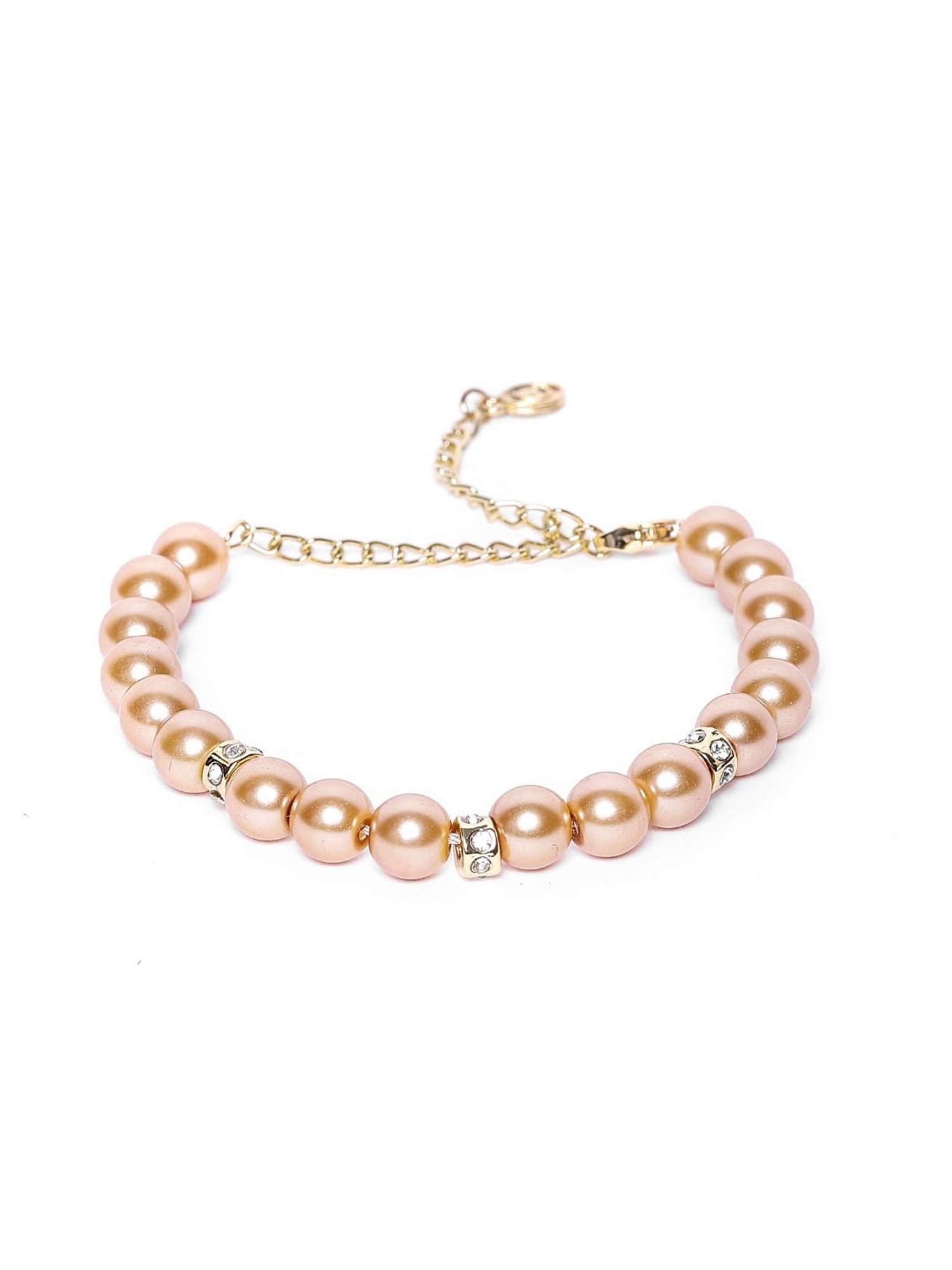 Estele Gold-Plated Single Line Pearl Bracelet for Women