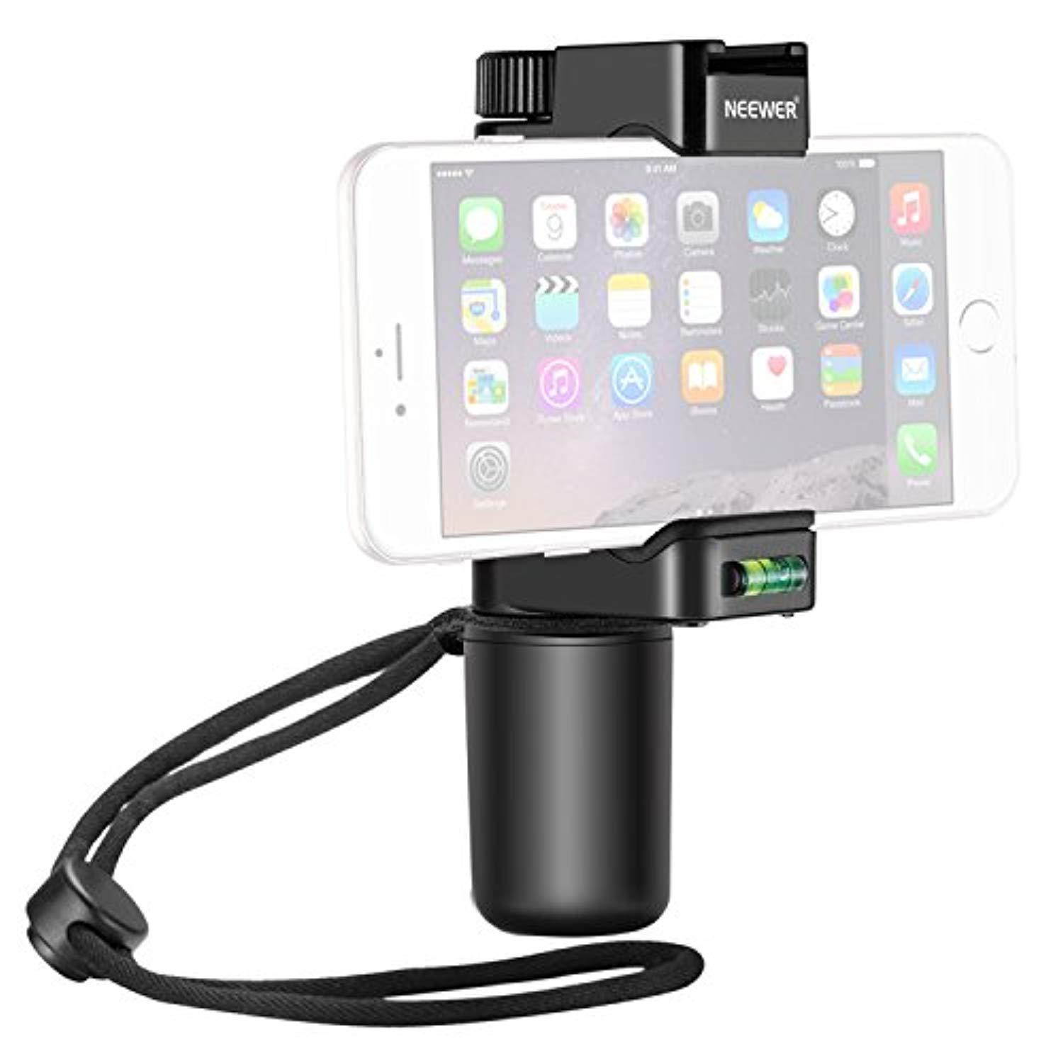 Neewer Smartphone Rig Filmmaker Grip Tripod Mount with Cold Shoe Mount and Width Adjustable Phone Clip Holder 2-3.6 inches/50-92mm for  iPhone11/11 Pro/11 Pro Max Samsung Galaxy for Mobile Photography