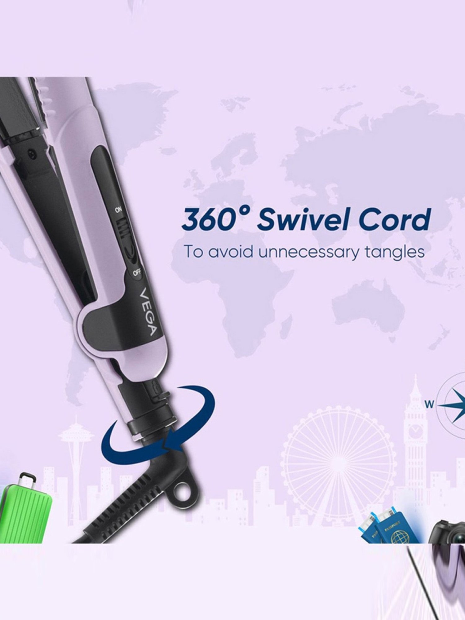 Vega Mini Hair Straightener for Women with Ceramic Coated Plates, Best for Travelling (VHSH-40)