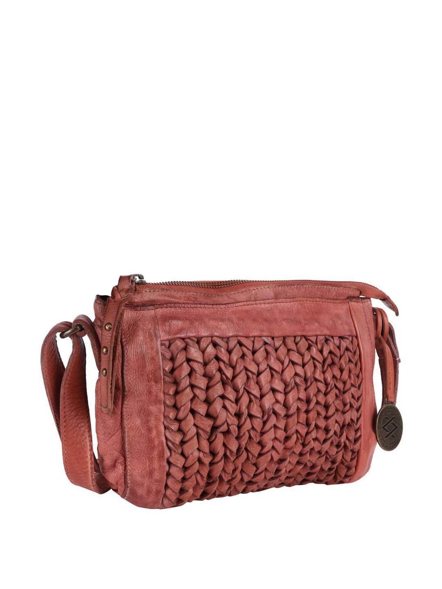 KOMPANERO Brown Textured Medium Sling Handbag