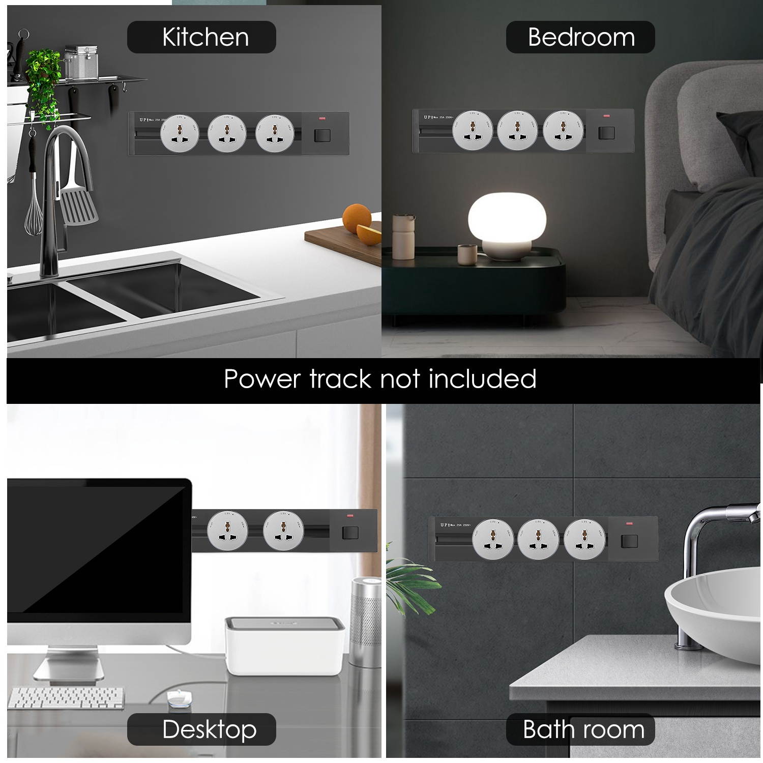 KKmoon Universal 3-Pin Track Sockets Power Sockets Adapter Power Track Socket Outlet Versatile Electric Mobile Track Socket Slidable Wall Outlet
