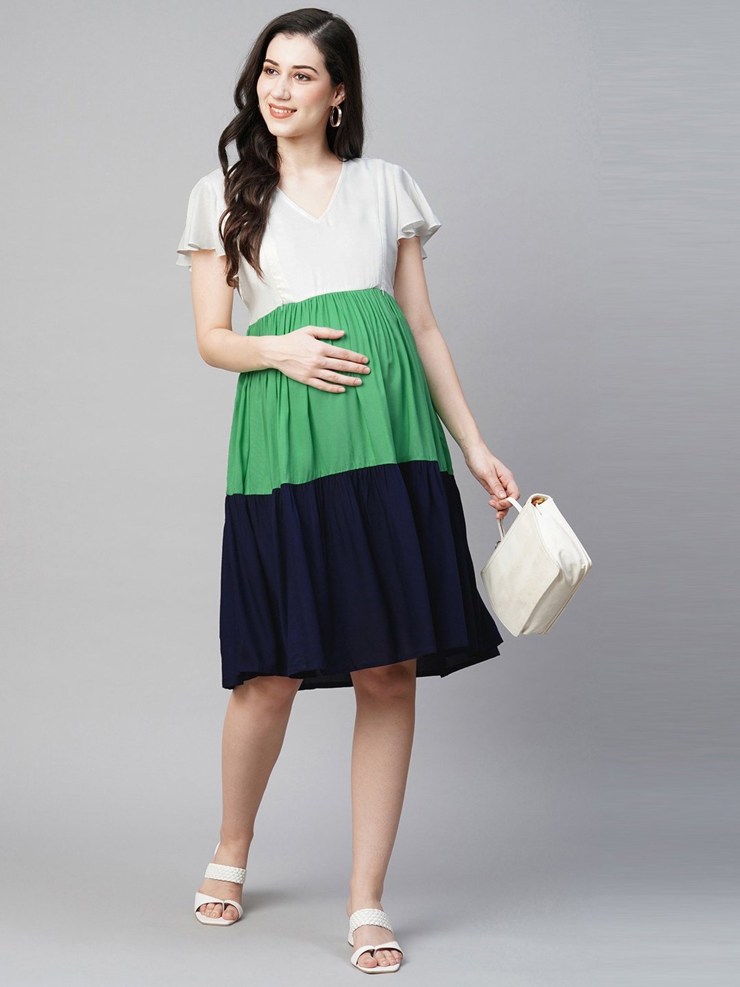 MomToBe Multicolored Color-Block Maternity Dress