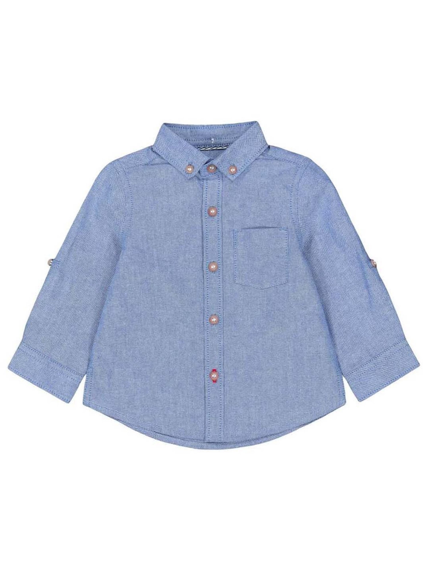 Mothercare Kids Blue Cotton Self Pattern Full Sleeves Shirt
