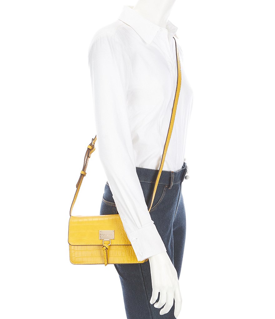 Kate Landry Croco Flap Crossbody Bag