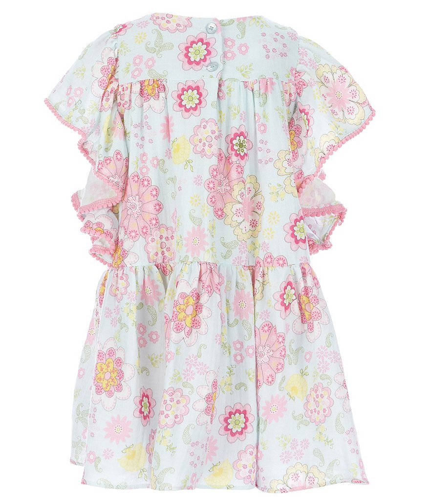Pastourelle by Pippa & Julie Little Girls 2T-6X Pom-Pom-Trim Floral Empire-Waist Dress