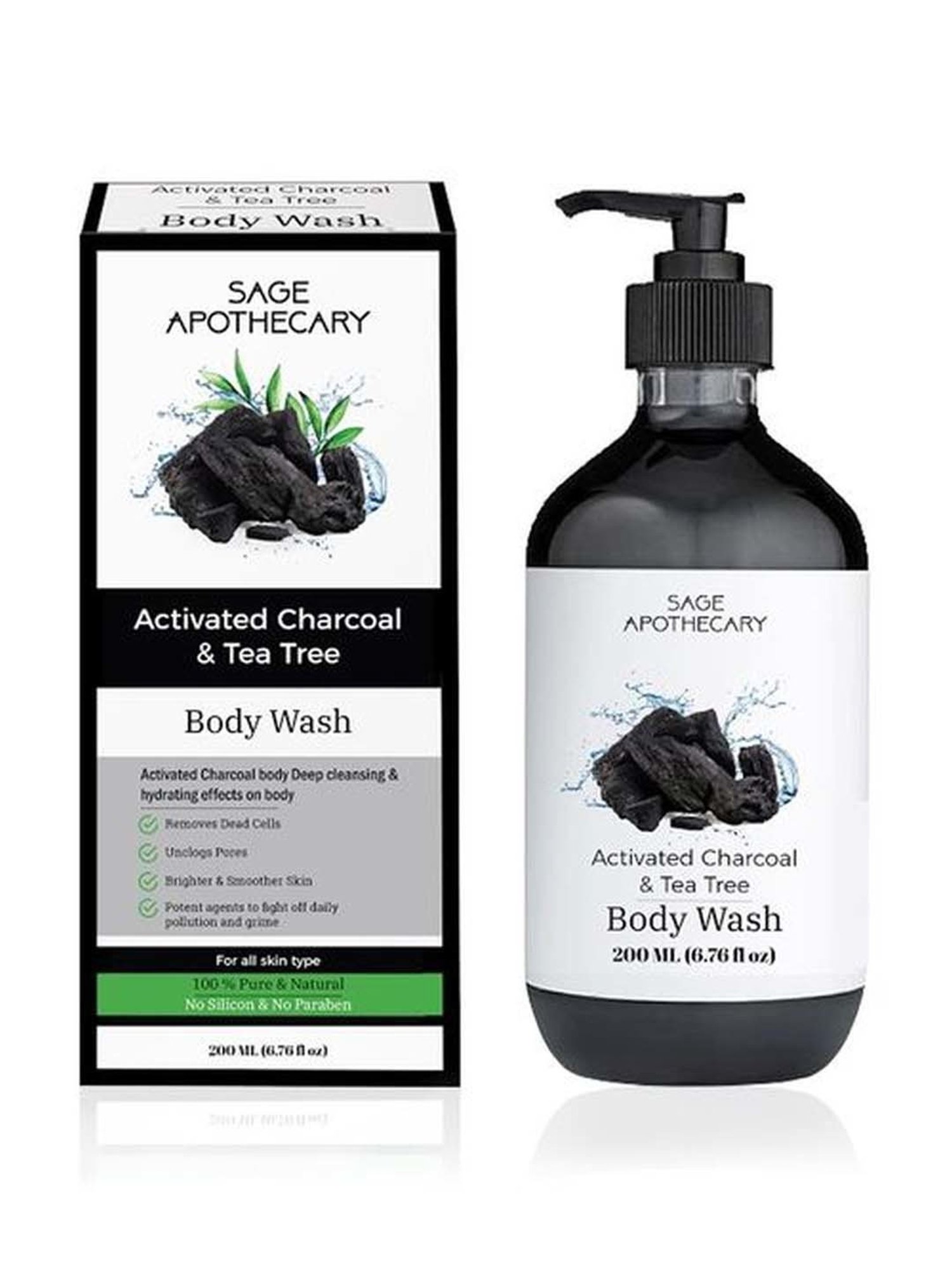 Sage Apothecary Activated Charcoal Body Wash - 200 ml