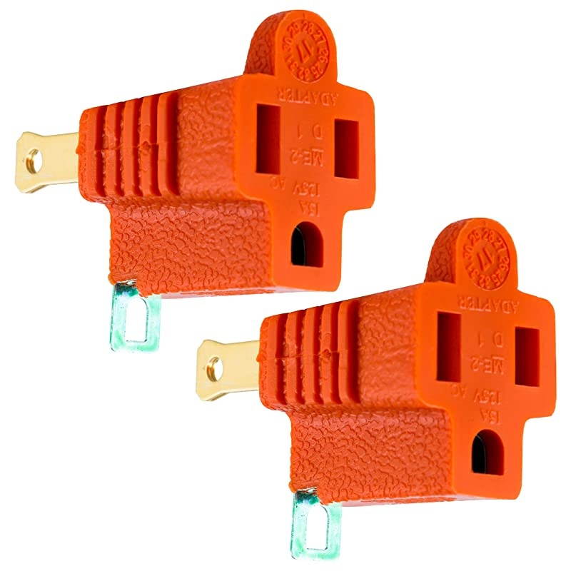 6 Outlet Sur Protector 10 Ft Extension Cord Power Strip 800 Joules Flat Plug White 14092 Polarized Grounding Adapter 2 Pack Turn 2Prong Outlets to 3Prong Outlets Oran