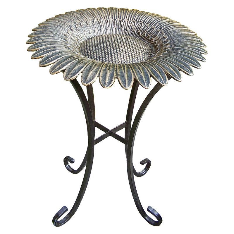 31" Oakland Living Sunflower Bird Bath On Tower Base - Antique Bronze