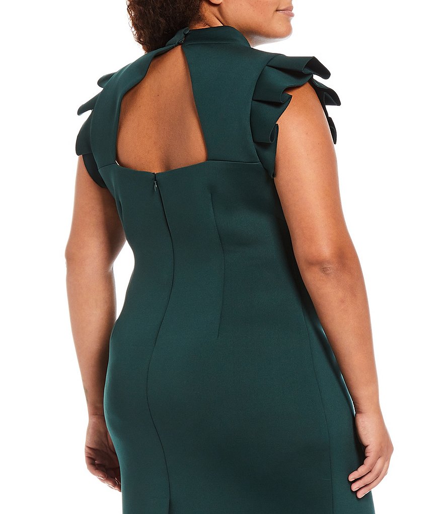 Eliza J Plus Size Cap Sleeve Scuba Crepe Mockneck Sheath Dress