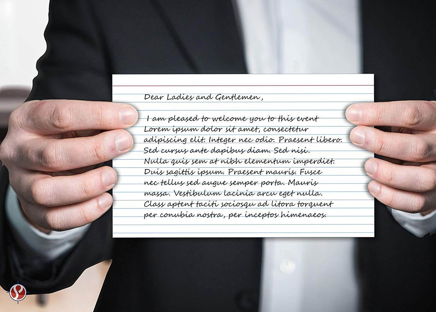 Ruled Index Cards, On 100lb. Heavyweight Thick White Cover Stock."100 per pack" (3 x 5)