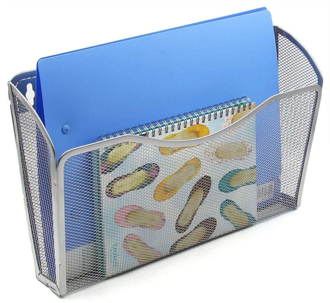 EasyPAG Mesh Collection Wall File Pocket Holder Organizer Metal for Office, 3 Pack,Silver