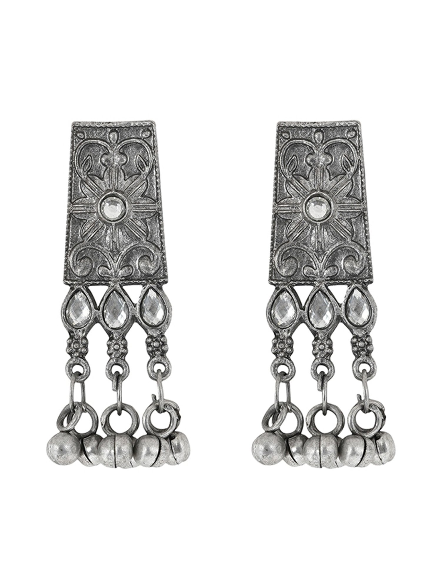 Teejh Ethnic Aanchal Silver Oxidized Necklace Set for Women
