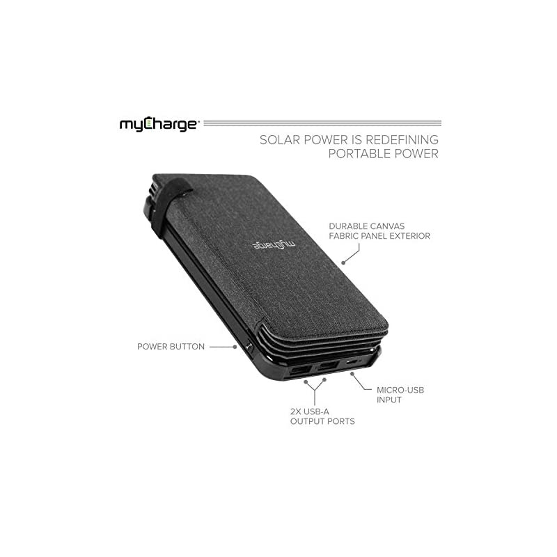 Solar Charger Portable Power Bank - PowerFold 8000 mAh Internal Battery Rugged Dual USB Battery Pack for Camping, Outdoors Accessories, Cell Phones for Apple iPhone, iPad & Android