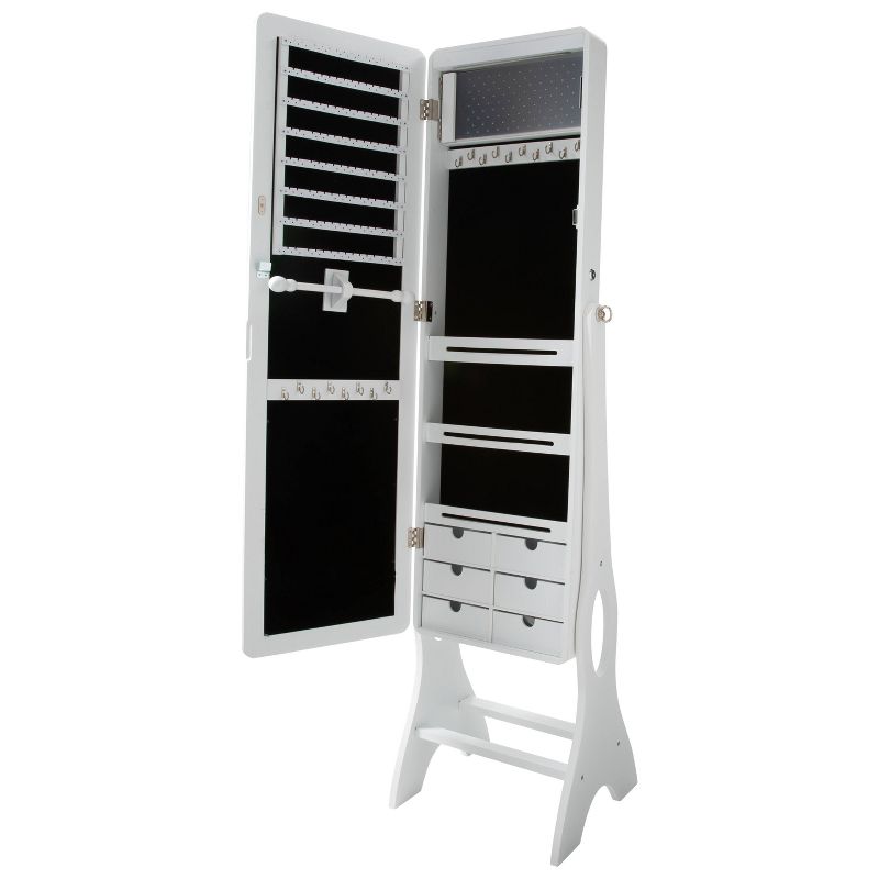 Ruby+Cash Mirrored Jewelry Armoire White
