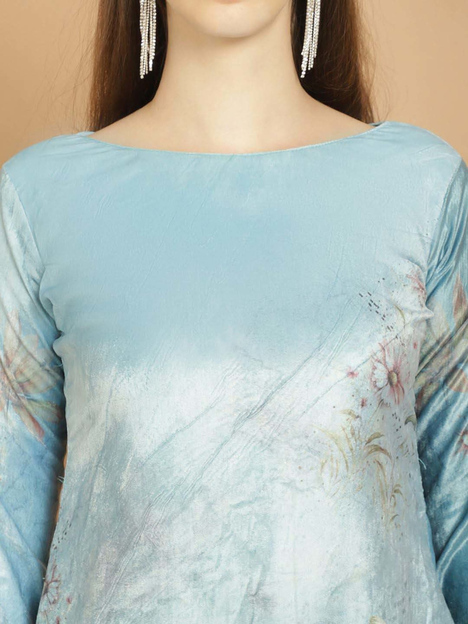 Stylee LIFESTYLE Sky Blue Printed Unstitched Dress Material