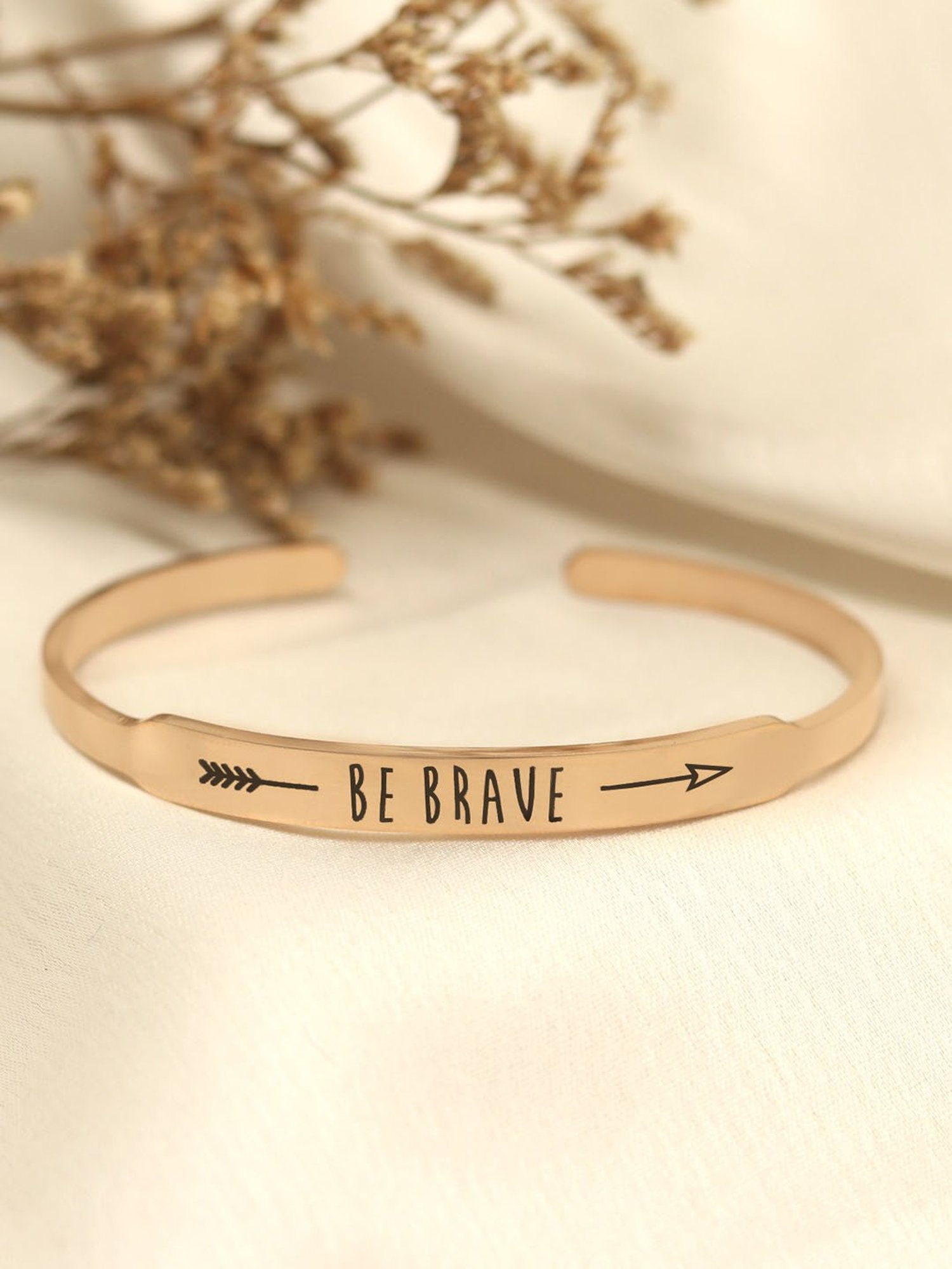 Joker & Witch Be Brave Rose Gold Mantra Band Flexible fit Bracelet