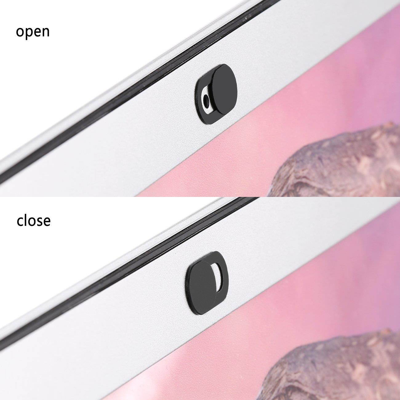 Webcam Cover 0.7mm Thin - Web Camera Cover fits Laptop, Desktop, PC, Macboook Pro, iMac, Mac Mini, Computer, Smartphone, Protect Your Privacy and Security, Strong Adhensive (Black(6pack))