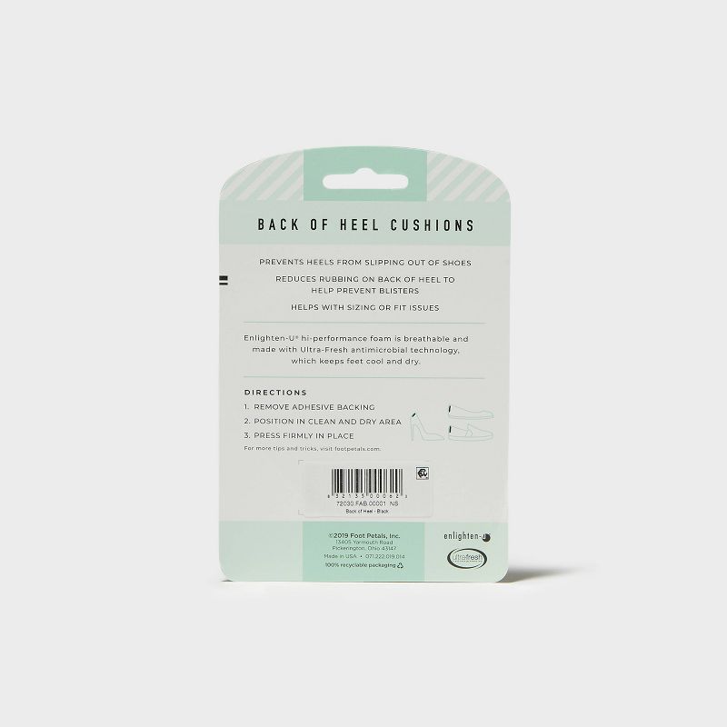 Women's Fab Feet by Foot Petals Back of Heel Insoles Shoe Cushion Black - 1 pair