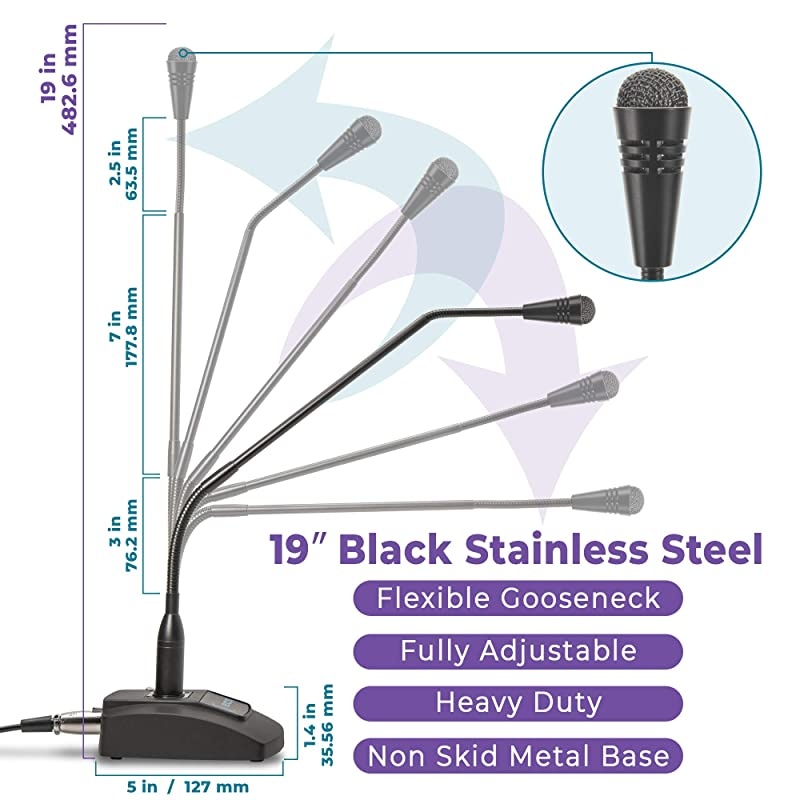 35 mm Pathology Dictation Professional Gooseneck Conference Microphone for Laboratory
