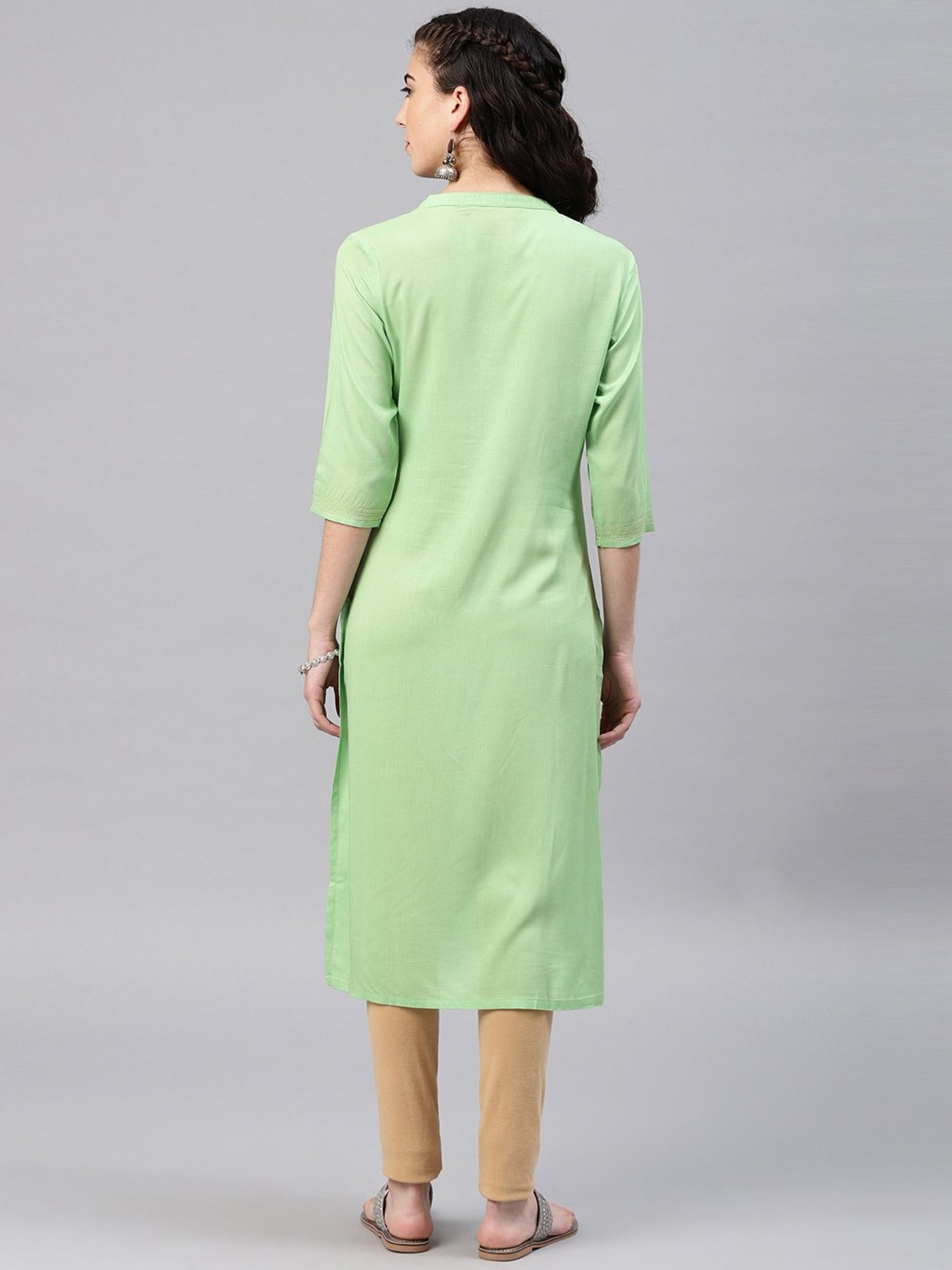 Alena Green Printed Straight Kurta