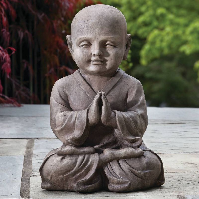 15.75" Indoor/Outdoor Resin Praying Buddha Garden Statue Brown - Alfresco Home LLC