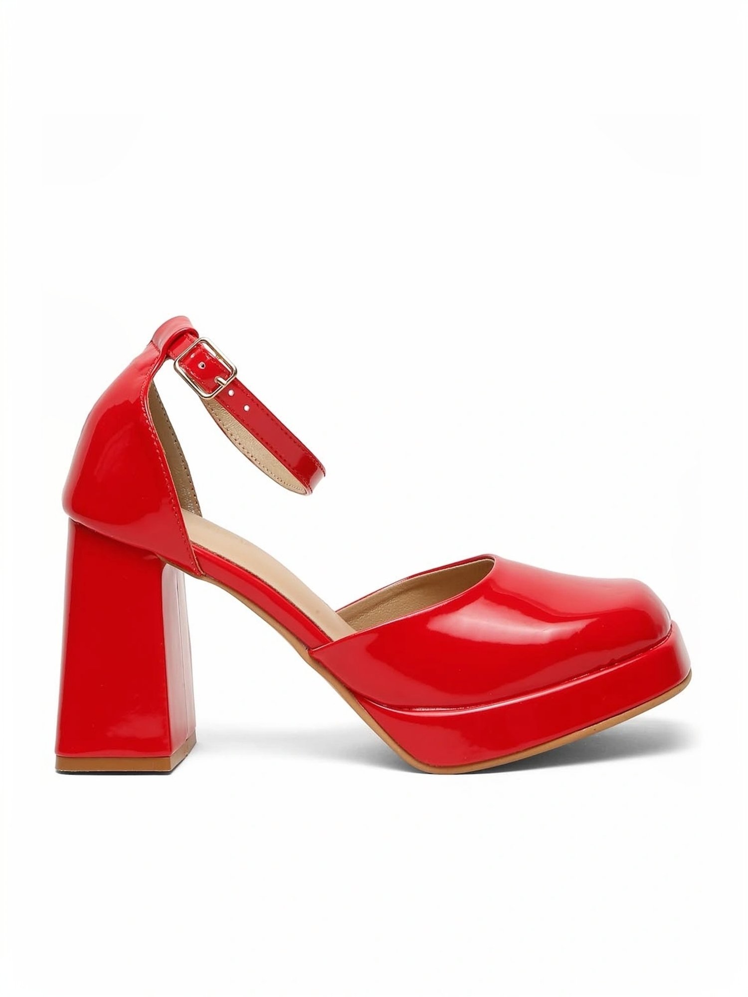 Flat N Heels Women's Red Ankle Strap Sandals