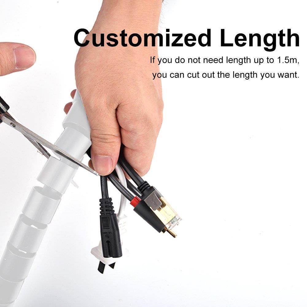 Cable Tube Organizer, TITACUTE Coiled Tube Sleeve Cable Wrap Spiral Wire Sleeves Cable Management with Cord Cover Clips for TV PC Computer Home Entertainment Wall White
