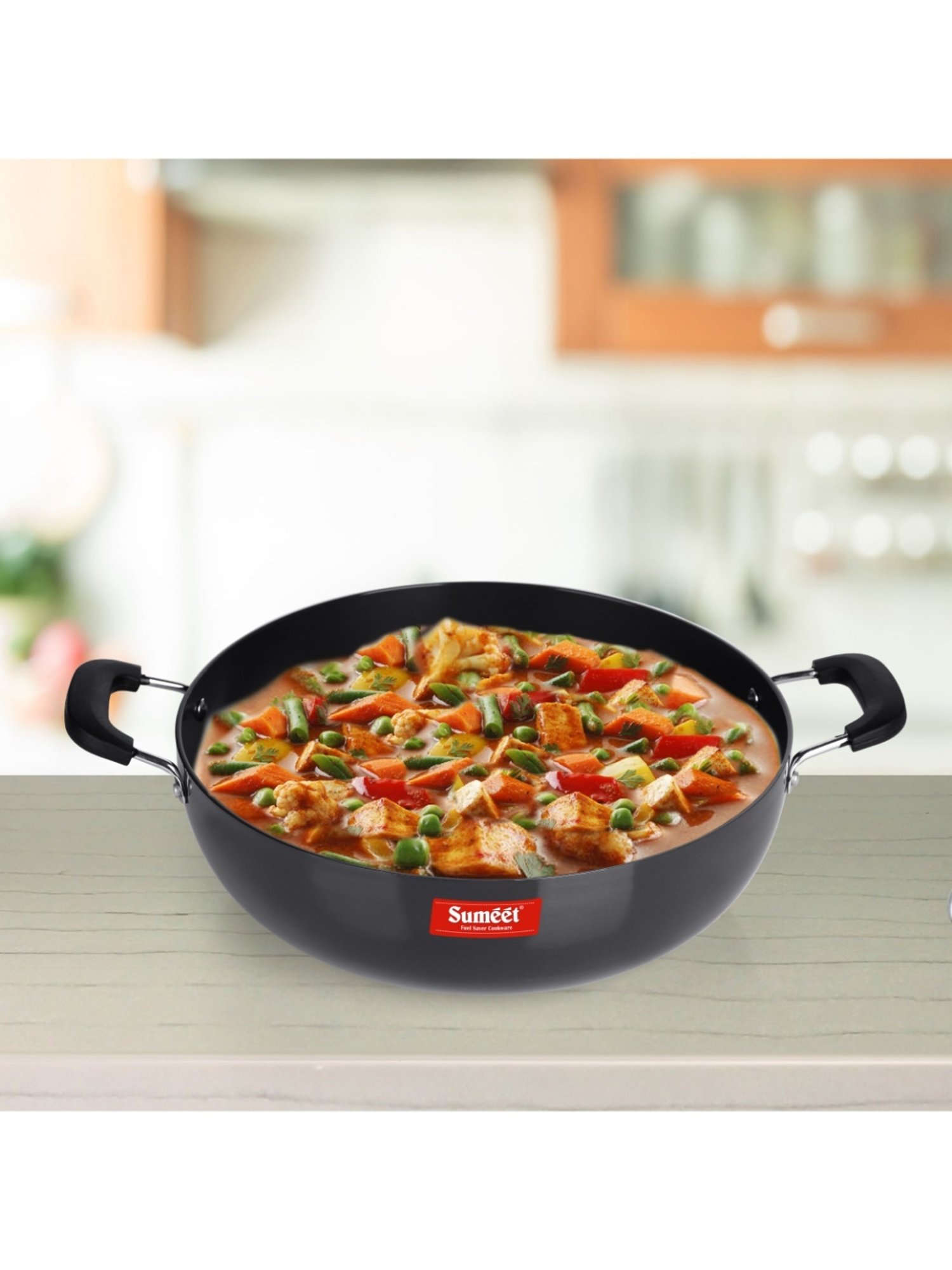 Sumeet 3mm Hard Anodized Deep kadai Big Size No. - 15 (28.5cm Dia. 4.5 LTR Capacity)