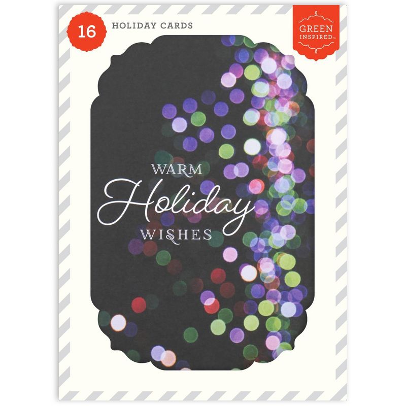 Green Inspired Happy Holiday Night Lights Boxed Cards 16ct