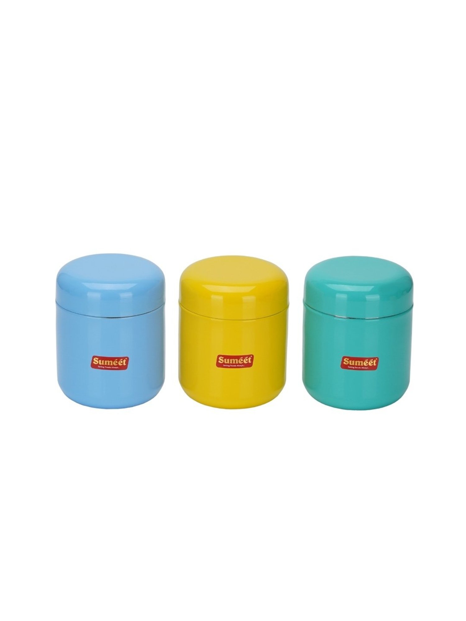 Sumeet S.S. Multi Color Small Canisters/Jars/Storage Containers set of 3Pc,750ml capacity each,9cm